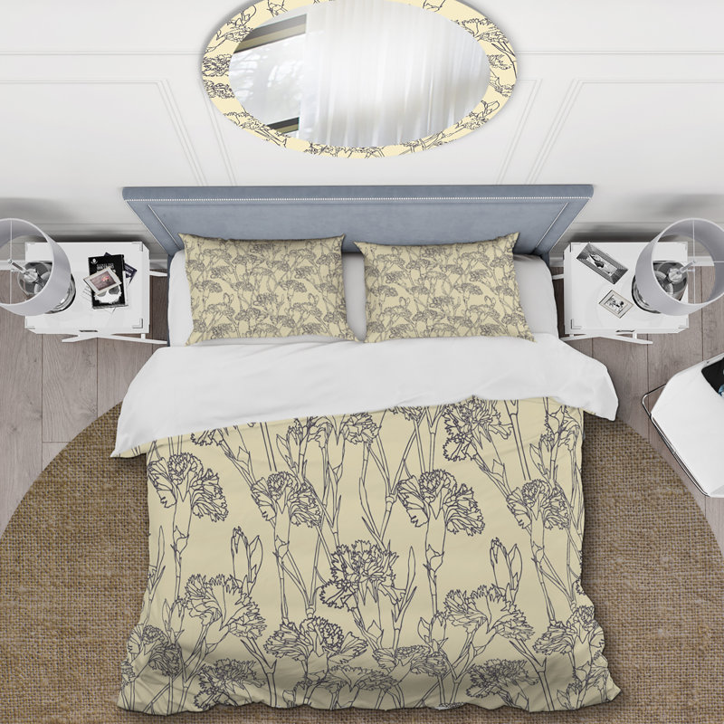 Fleurs, clous de girofle élégantes - ensemble de housse de couette floral - microfibre de polyester