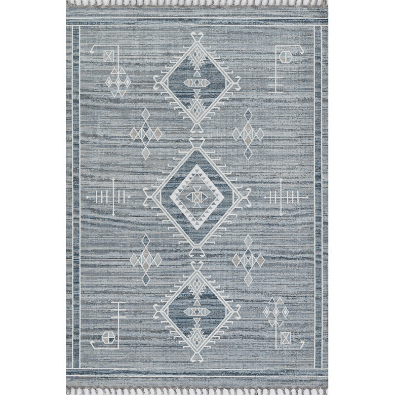 Tapis gris / bleu Clary, Rectangle 7 pi 10 po x 10 pi 2 po