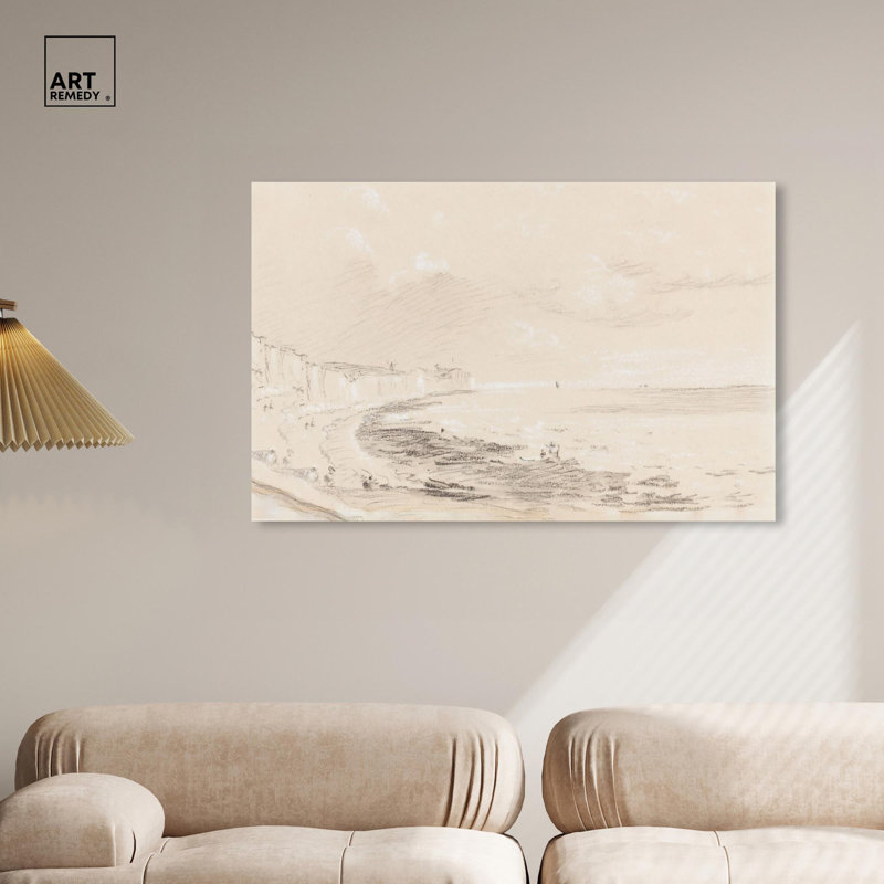 Sea Coast Scene 19th Century Wrapped Canvas Art, 45" x 30"