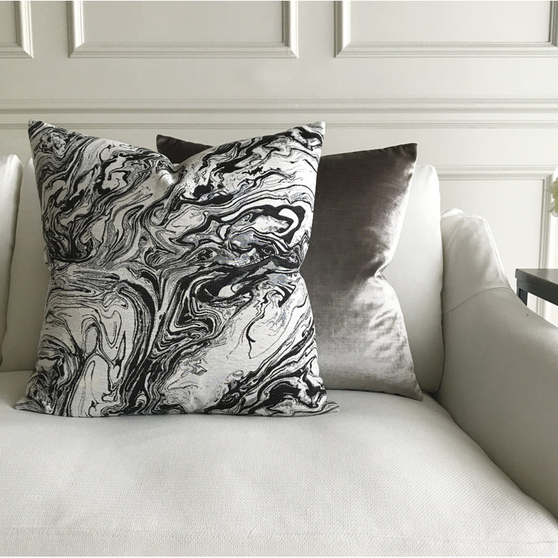 Helga Noir Square Pillow Cover & Insert