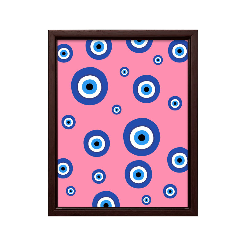 Motif traditionnel de mauvais œil, Canevas, H 18 po x l 24 po, Encadrement brun