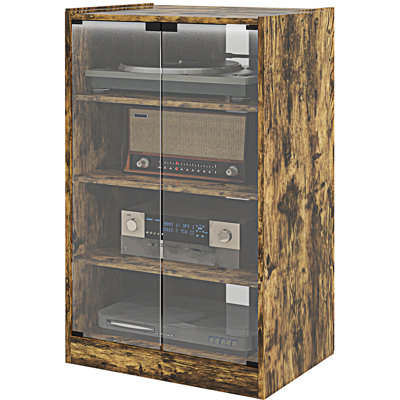 Media Cabinet, 4-Tier Stereo Cabinet, Modern Audio Video Media Stand With Adjustable Shelves, Entryway Cabinet