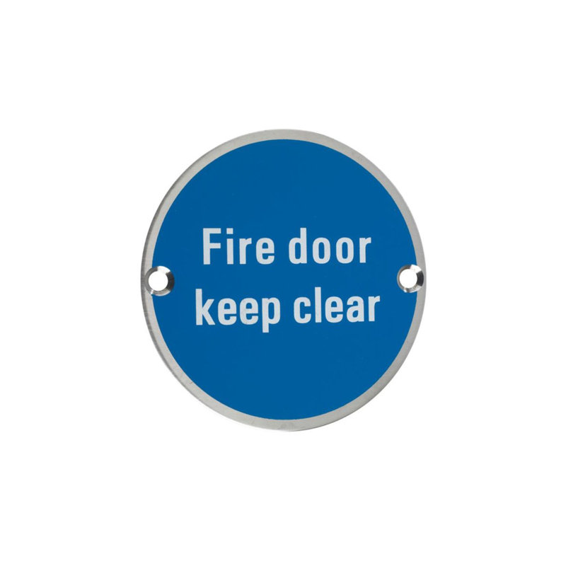 Fire Door Keep Clear Sign, Satin Stainless