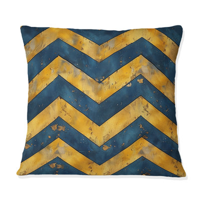 Coussin Blue Gold Glamour Chevron IV - Mid-Century