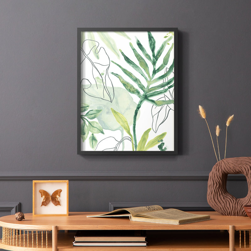 «Tropical Palm Chorus III», reproduction encadrée - bois massif, Noir, H 10 po x l 8 po