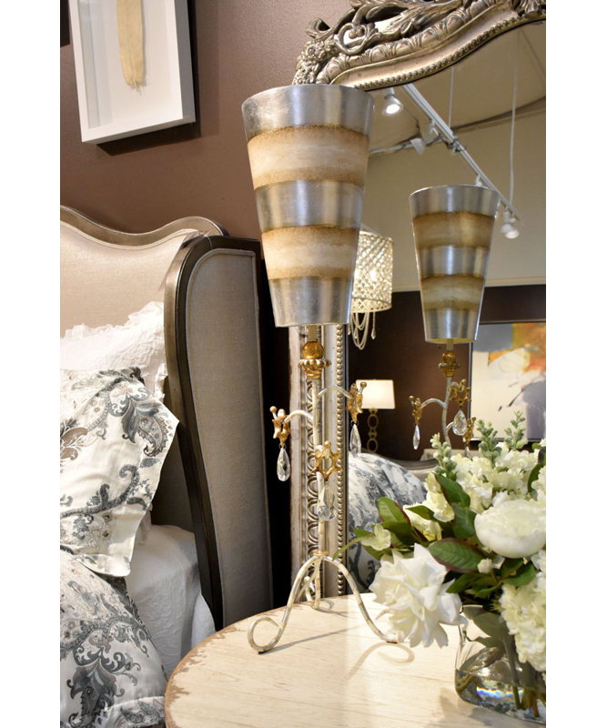 Tivoli 38" Tripod Table Lamp, Silver/White