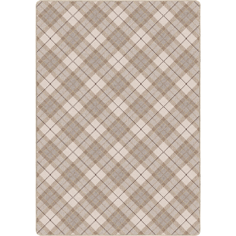 Noël à carreaux ivoire neige, Ivoire / beige / gris, Rectangle 5 pi 4 po x 7 pi 8 po