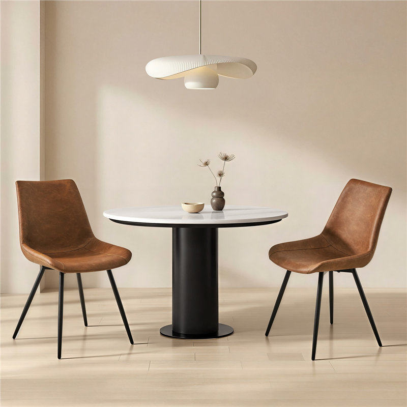 Bakhyt 18'' H Faux Leather Upholstered Side Chair, Brown/Black