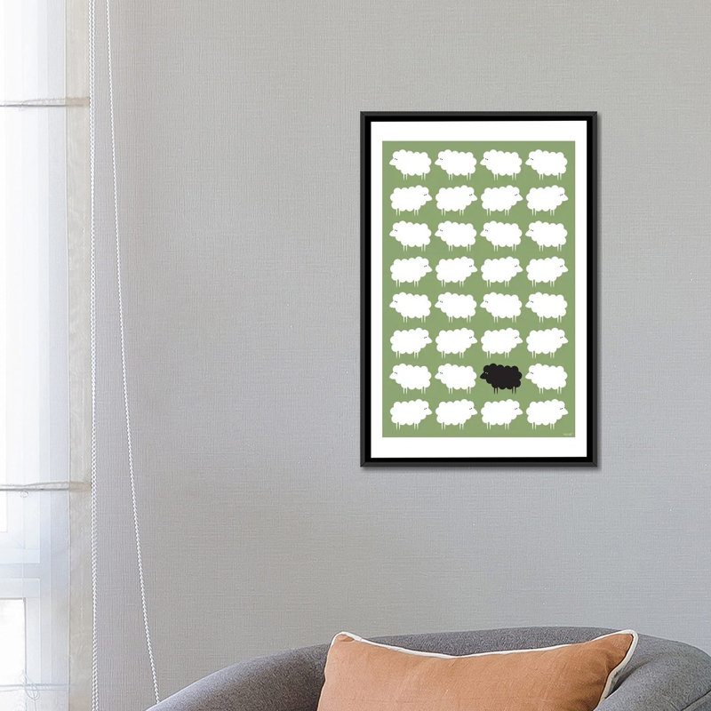 « black brebis », impression sur toile tendue, H 26 po x l 18 po x P 1,5 po, Toile avec cadre noir