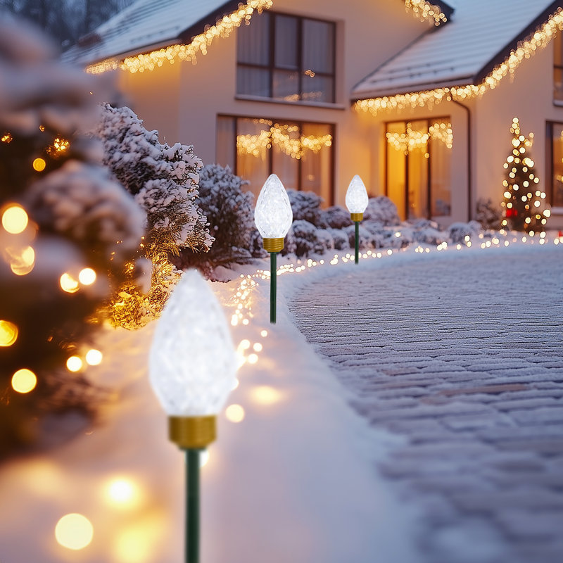 Piquets de sentier lumineux de Noël avec ampoules C9