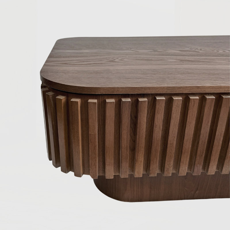 Solid Wood Veneered Modern Coffee Table, Walnut