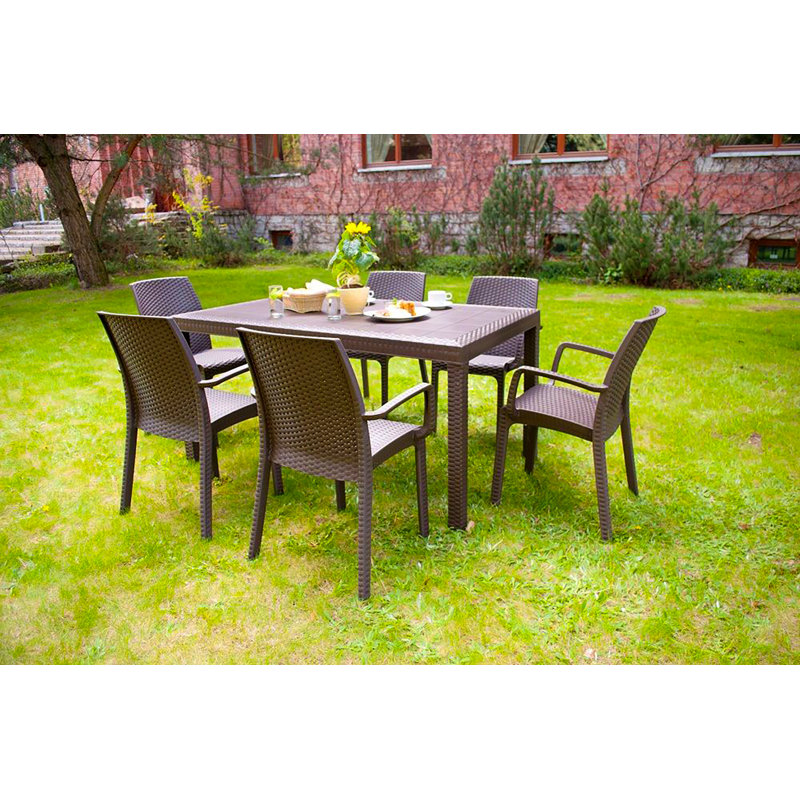 Outdoor Table Giove, Rectangular Table, Rattan Effect, 150x90h74 cm, Brown