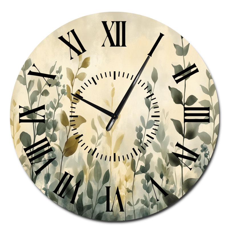 Horloge murale en métal Neutral Herb Horizon - Grande horloge de style ferme, Surdimensionné