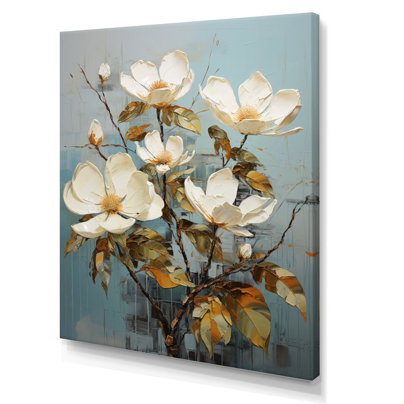 «White Green Magnolias Southern Charm Patchwork» sur toile, H 40 po x l 30 po x P 1,5 po, Toile tendue