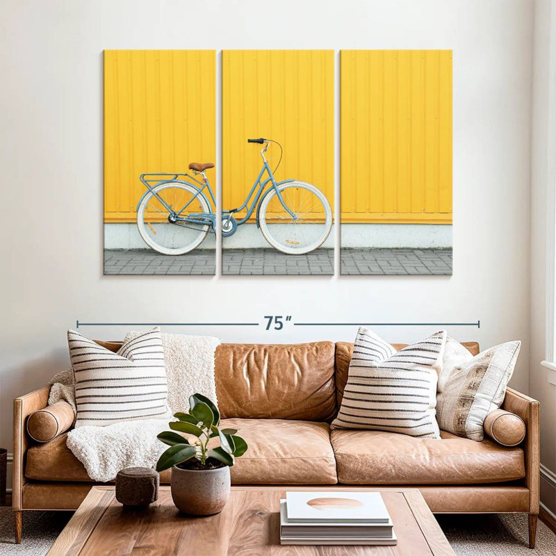 Mehar New Blue Bicycle, 42" H x 65" W