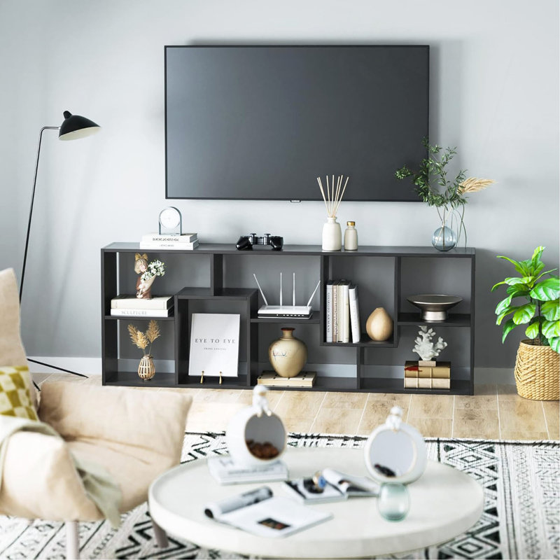 Asymmetrical Display Shelf & Bookcase, 5-Tier, Black