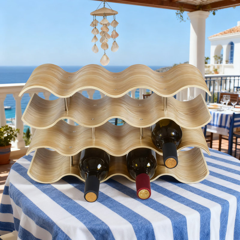 4-Tier Wooden Wine Rack For Countertop Holds 14 Bottles, Freestanding Wine Storage Organizer For Cabinet, Bar, Pantry And Home Decor