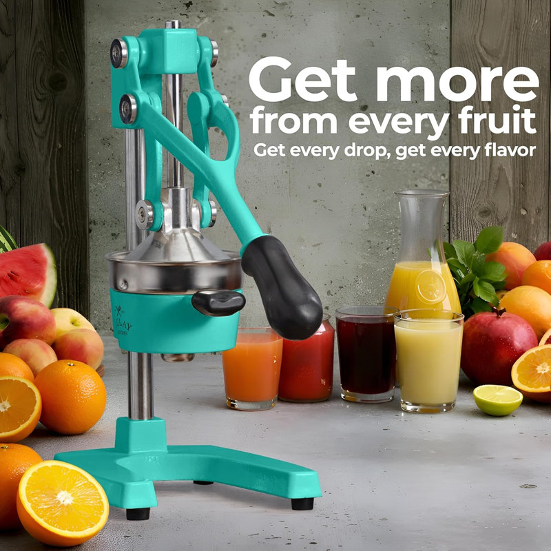 Zulay Kitchen Professional Citrus Juicer - Heavy Duty Manual Orange Juicer And Lime Squeezer Press Stand, Teal