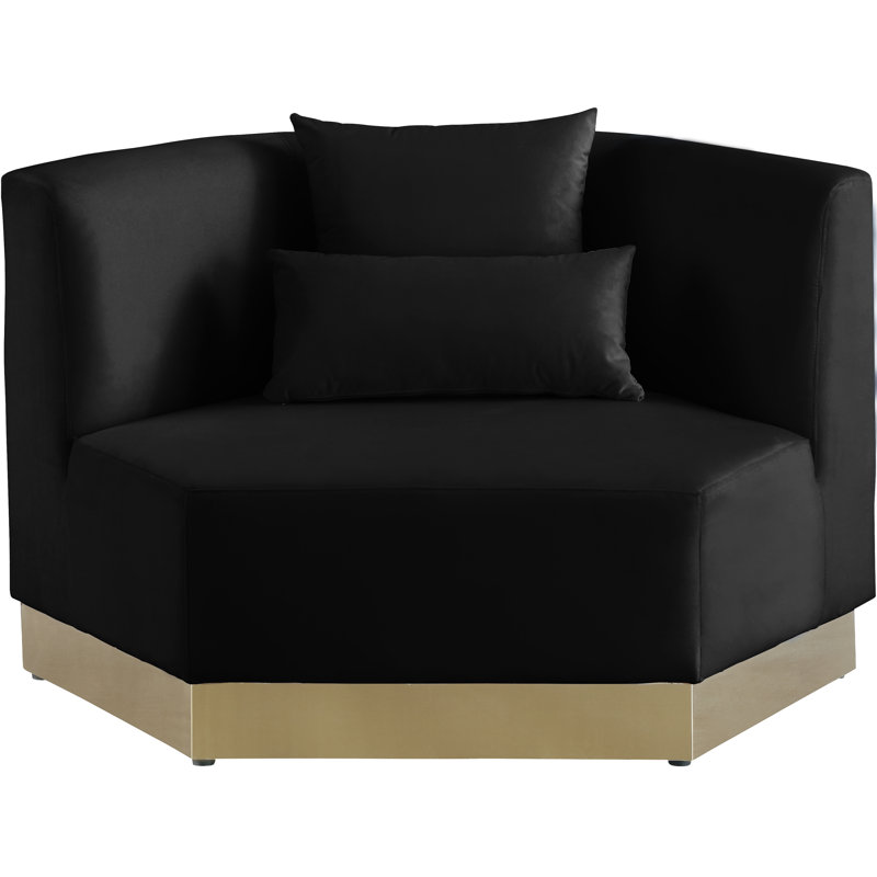 Marquis 47.75" Wide Velvet Armchair, Black Velvet