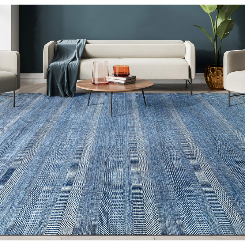 Wool Area Rug in Blue, Rectangle 12' x 16'7"