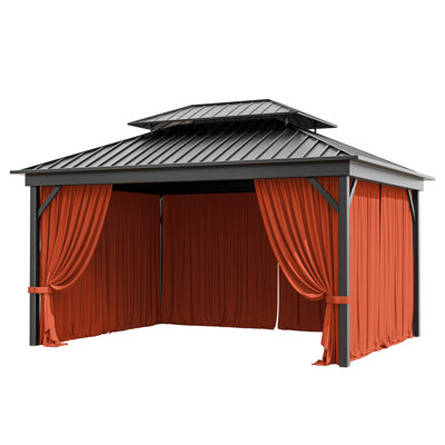 13X10 Ft. Outdoor Gazebo Curtains 4-Panels Polyester Side Wall For Gazebo, Only Curtains