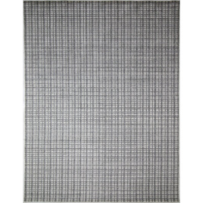 Handloom Area Rug | Wool & Bamboo Silk Modern Floor Rug | 9mm Thick Beige & Grey Indoor Rug