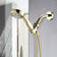Douche à main à 5 jets - Doré poli, bonne résistance à la chaleur, débit d'eau réglable, fixation murale, avec boyau et accoudoirs, Flow Force,-127233221