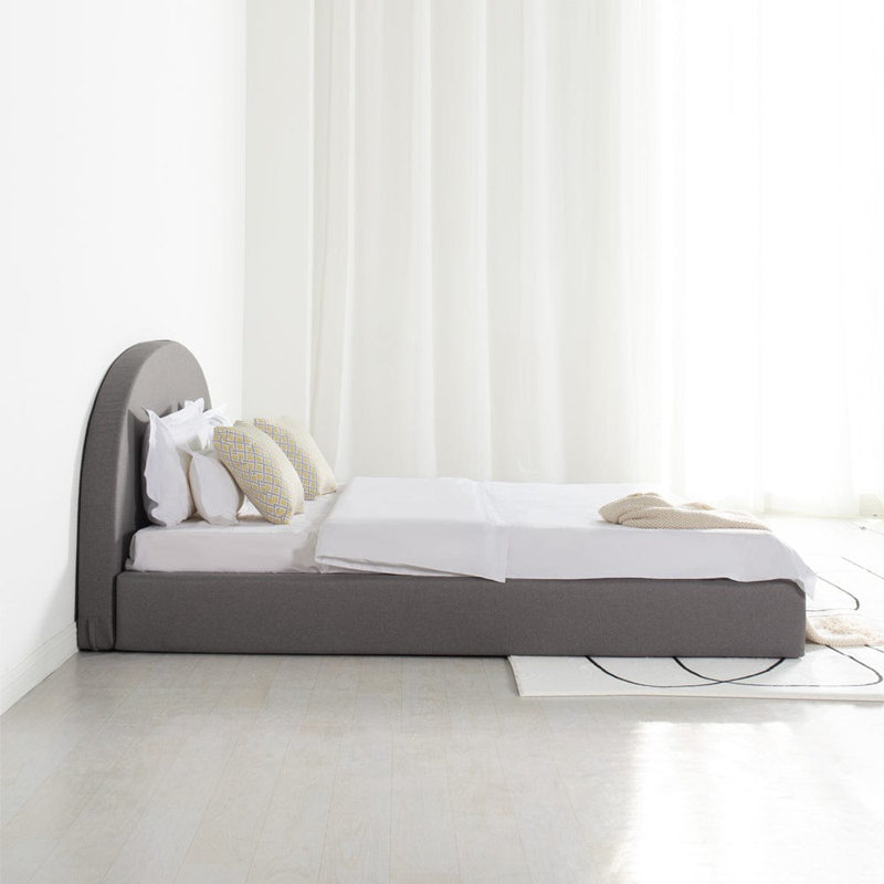 Linen Bed Frame With Headboard, Kingsize (5'), Grey
