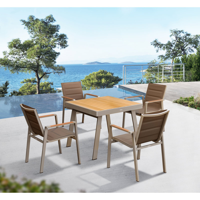 Ensemble de salle à manger de patio 1 pièce avec textiles gris