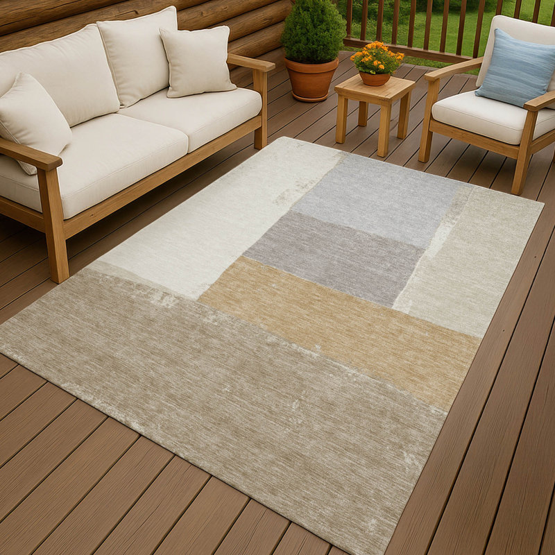 Machine Washable Indoor/Outdoor Chantille ACN2511 Modern Rug, Rectangle 3' x 5', Beige