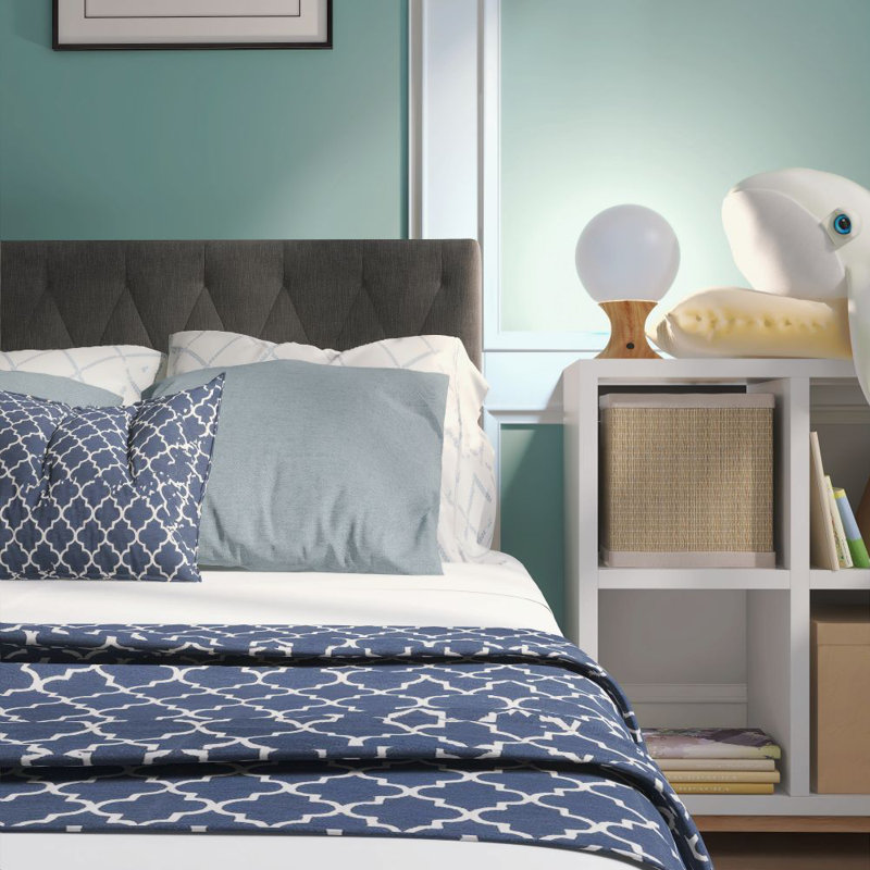 Lit plateforme tapissier Yaresli, Gris, Simple