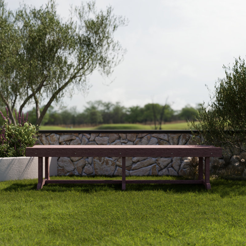 Plastic Outdoor Bench, Cherry Wood, 68”