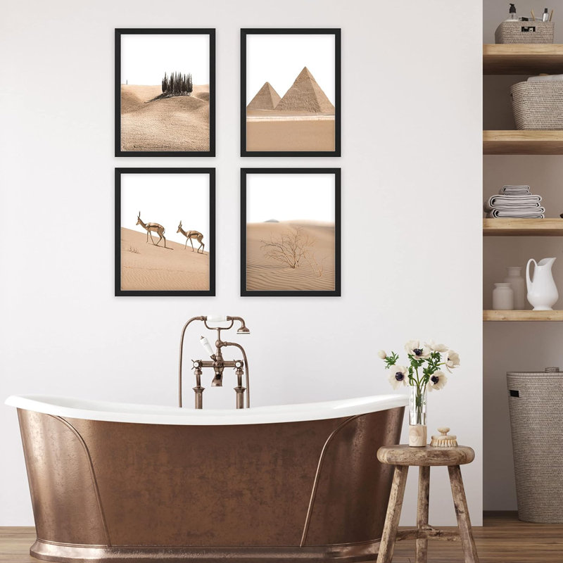 Pyramide égyptienne encadrée, ensemble de 4 estampes d'Afrique du Sud-Ouest, décorations murales encadrées sur papier, impression de 4 pièces