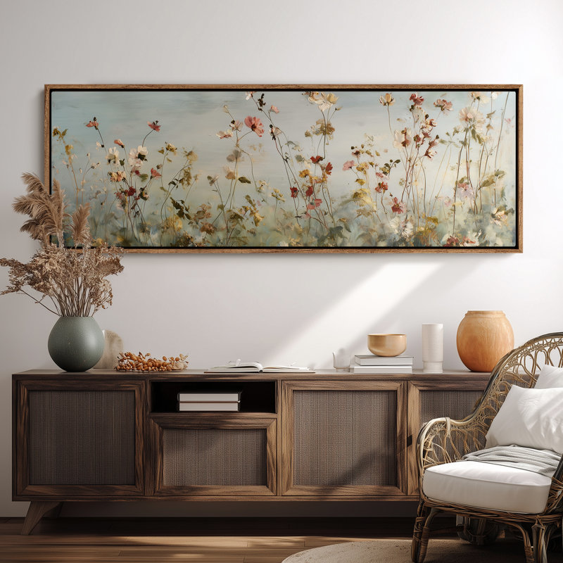 Impression sur toile Wildflower Meadow Breeze, H 20 po x l 60 po, Naturel