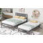 Lit plateforme double avec lit gigogne réglable, gris-1495028311