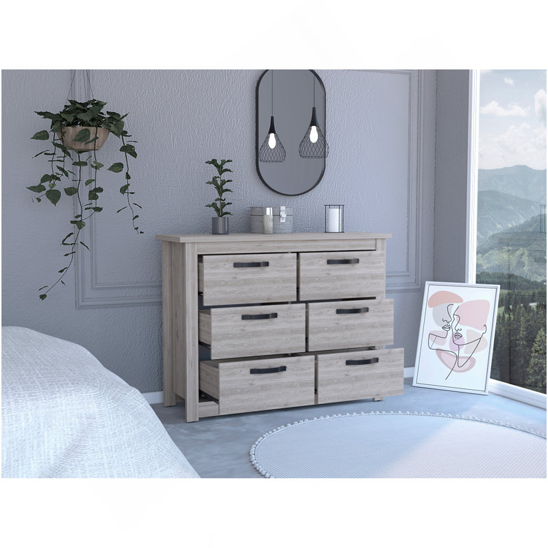Commode 6 tiroirs Bellingham - gris clair