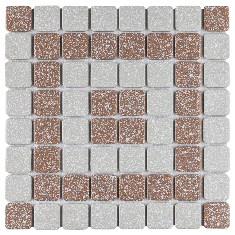 Crystalline Market 1.3" x 1.3" Porcelain Grid Mosaic Wall & Floor Tile, Beige