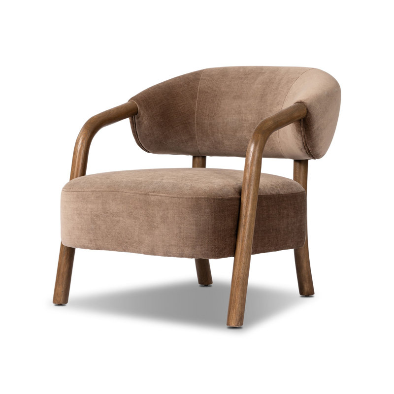Citrine 29.25" W Armchair, Tan Oak, Altair Mushroom Performance Velvet
