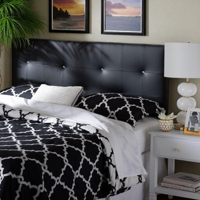 Faux Leather Headboard with Crystal Buttons by Lark Manor