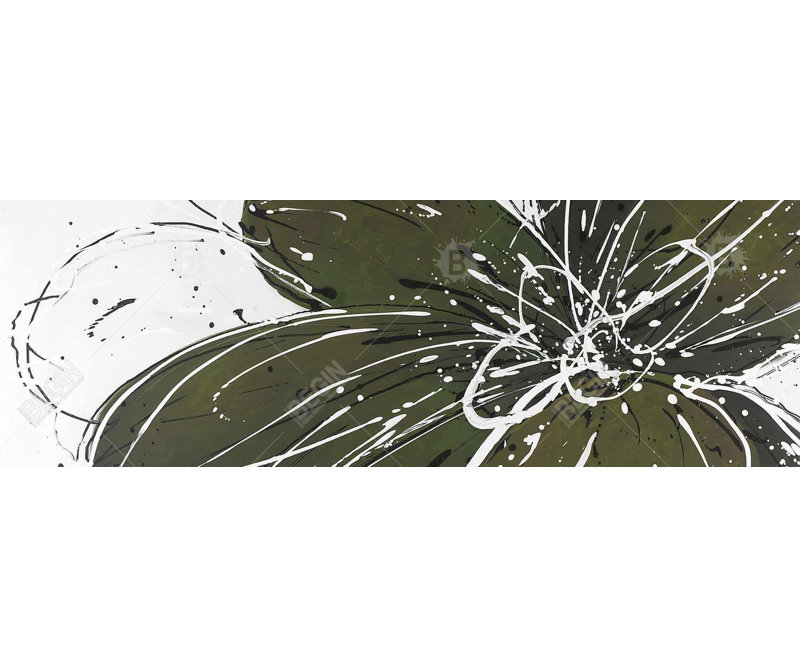 " Green Flower With Splash Outline "