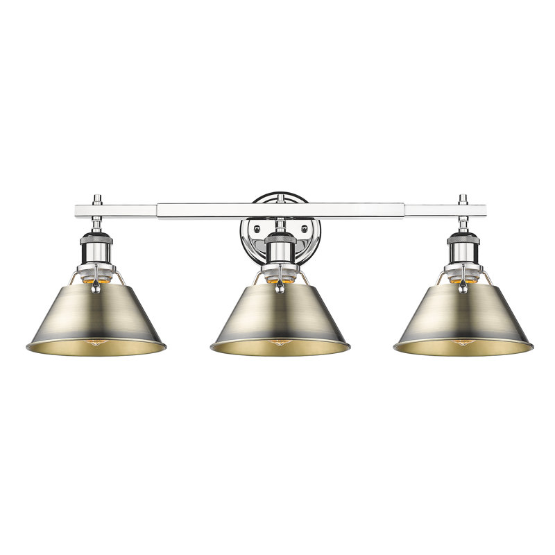 Felda 3-light fixture, Chrome, Aged Brass