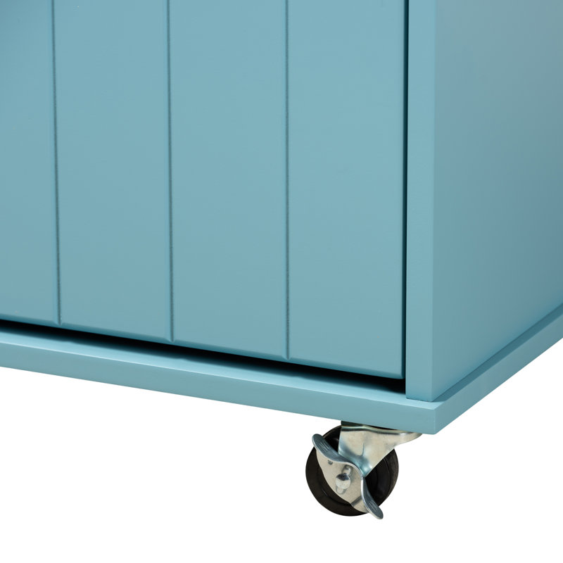 Chariot-bar en bois au fini bleu ciel Aryssa, H 34,07 po x l 28,49 po x P 17,51 po