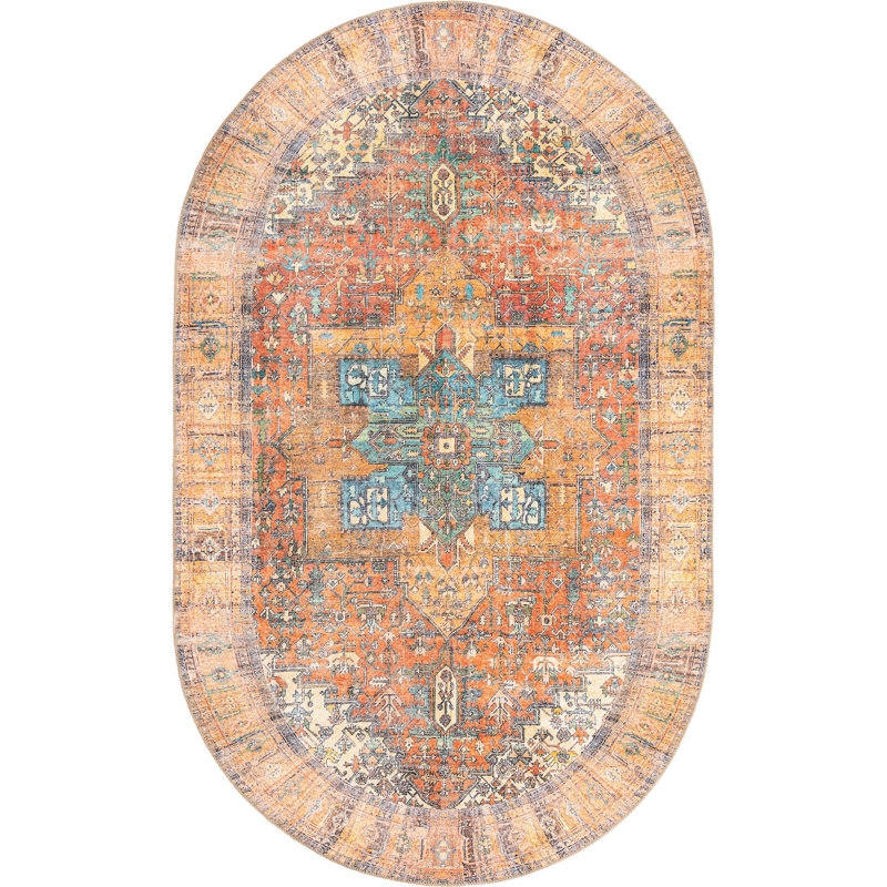 Mcclamma Chenille Oriental Indoor Rug, Oval 5' x 8'