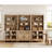 Scarlett Sideboard Cabinet With Bar Hutch, Farmhouse Sideboard Credenza With 4 Glass Doors For Dining Room,  Large Storage Cabinet With Wood Doors And 5 Tier Shelve, Oak-1310031445