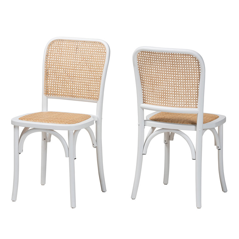 Chaise d'appoint en bois massif blanc / brun