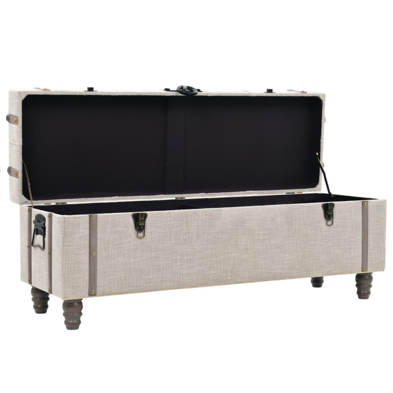 Storage Benches 3 pcs Cream Solid Wood Fir & Fabric
