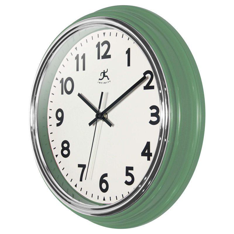Mitsu Round Plastic Wall Clock 12 Inches, Green