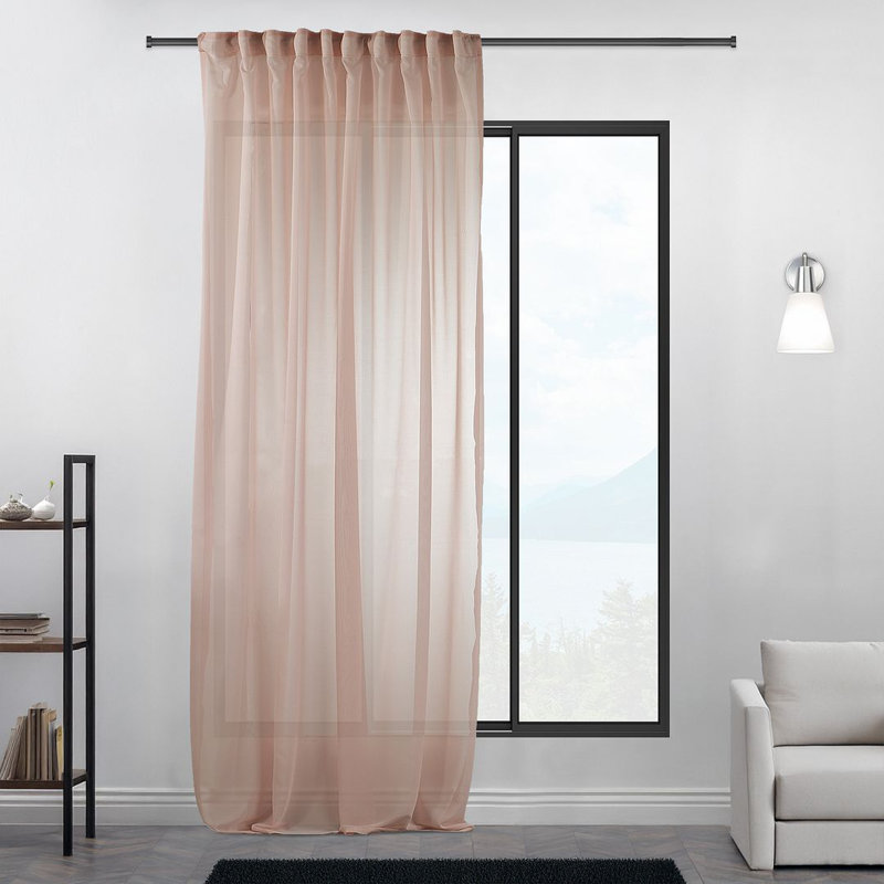Rideau transparent extra long et extra large en crêpe de soie, Rose, L 100 po x L 72 po