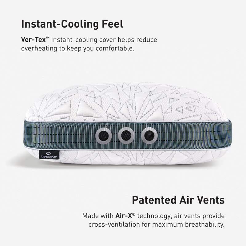 Bedgear Storm Cuddle Curve Performance Cooling Pillow for Side Sleepers- Medium Firmness, 3.0