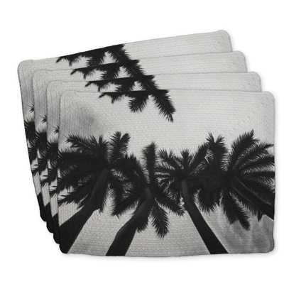 Monochrome Palm Trees Braided Polyester Placemats Set of 4
